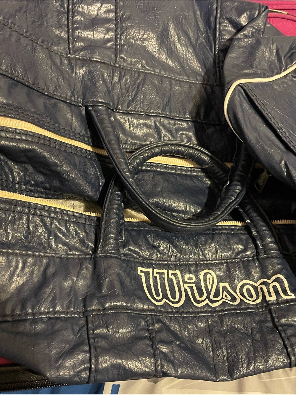 Wilson Navy Quilted Tote with Cream Accents